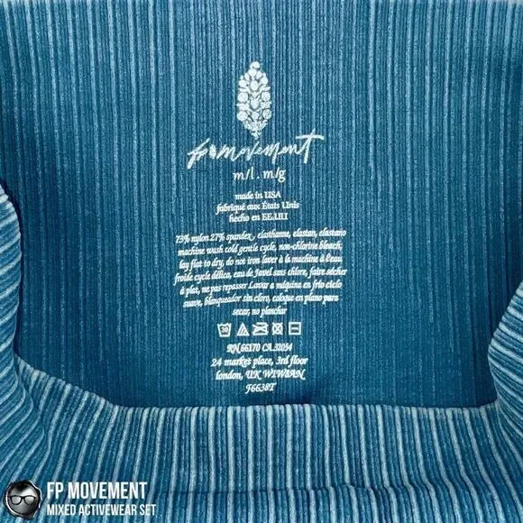 FP MOVEMENT HAPPINESS RUNS STRAPPY BACK CROP TANK + GOOD KARMA LEGGINGS BLUE HUE - Picture 12 of 16